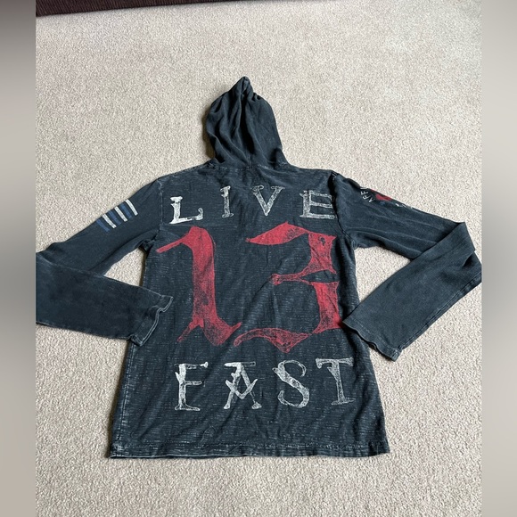 Affliction Motors Hoodie Henley S American Custom Patriotic Eagle Shirt - Picture 2 of 6